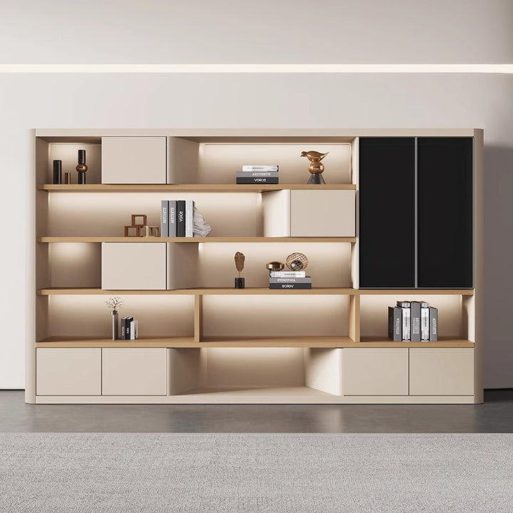 壁面収納|モダン クリーム色 大収納力