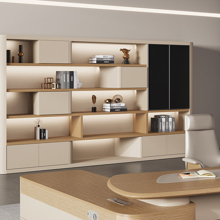 壁面収納|モダン クリーム色 大収納力