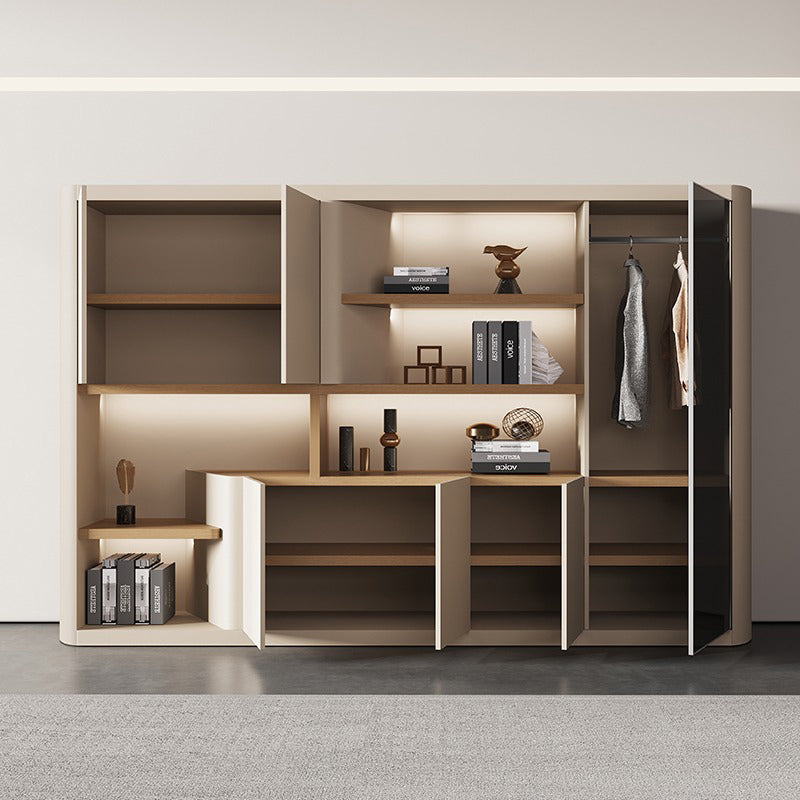 壁面収納|モダン クリーム色 大収納力