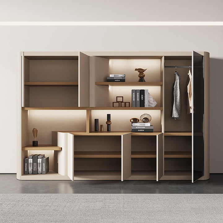壁面収納|モダン クリーム色 大収納力