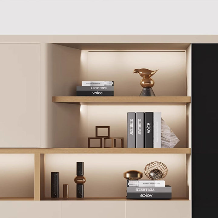 壁面収納|モダン クリーム色 大収納力