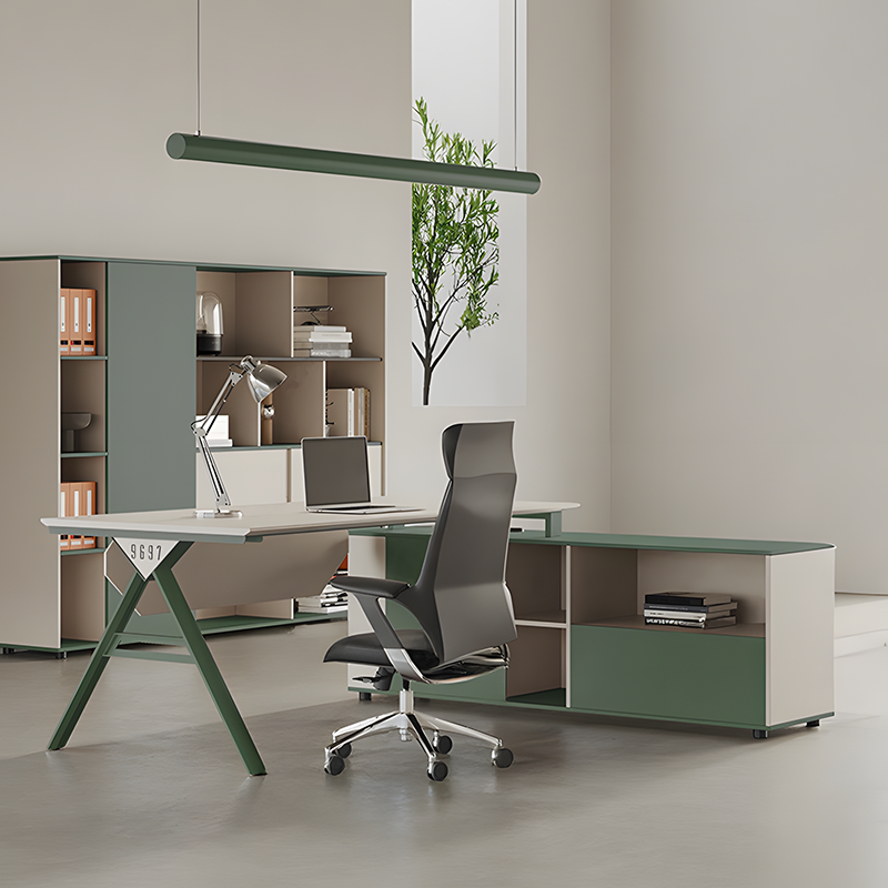 壁面収納｜モダン グリーン色  上質感