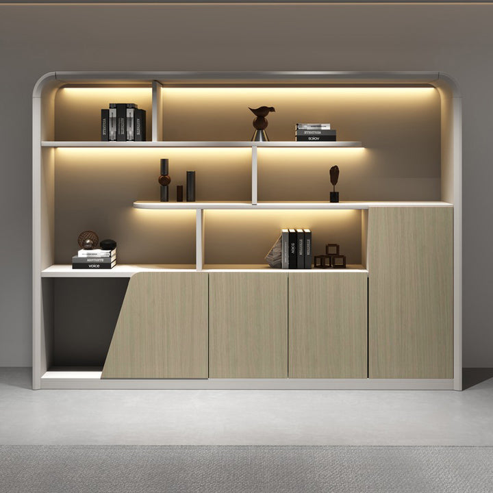 壁面収納｜ミニマルデザイン 木目調 丸い端