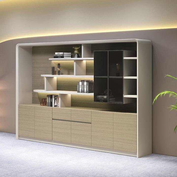 壁面収納｜ミニマルデザイン 木目調 丸い端